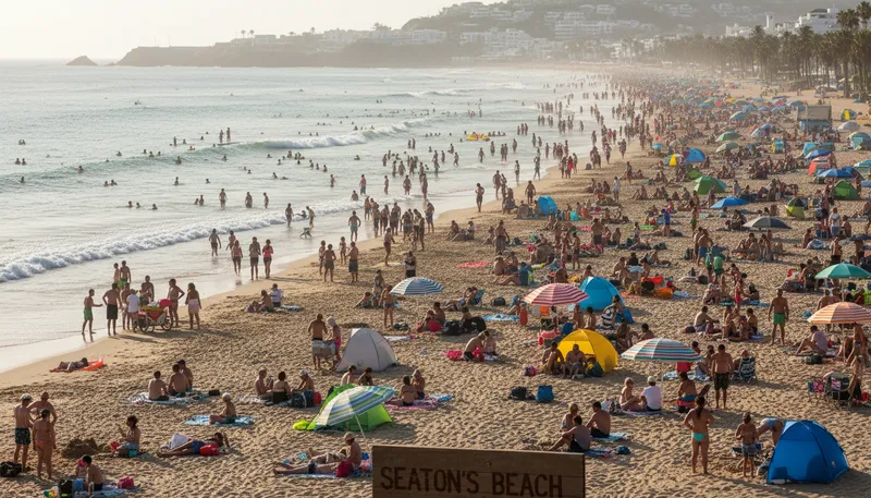 Illustration of seaton: A coastal town often visited by tourists.