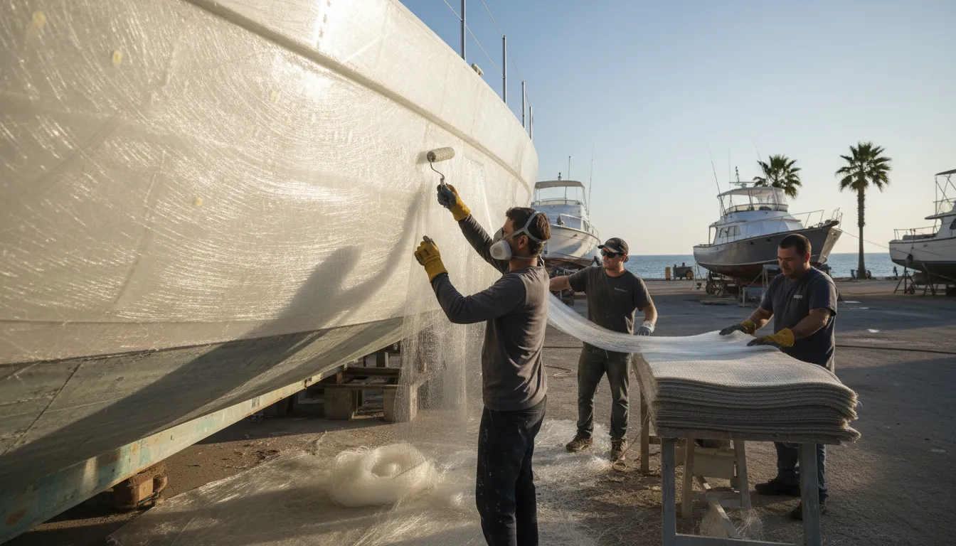 fiberglass 일러스트: a strong material made of thin mineral threads