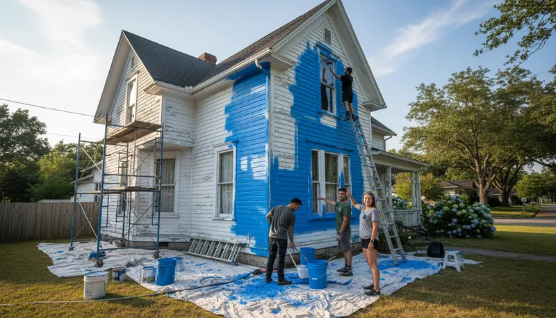 Illustration of repaint: To apply a new coat of paint.