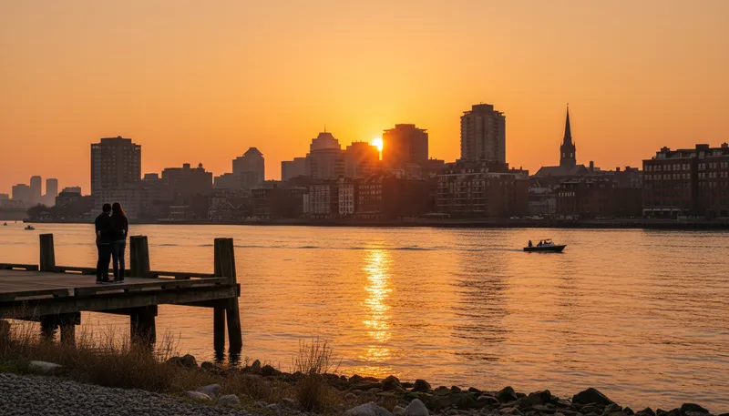 Illustration of hoboken: City in New Jersey known for its waterfront.