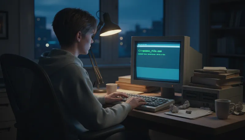 Illustration of dos: A command to execute a task in computing.