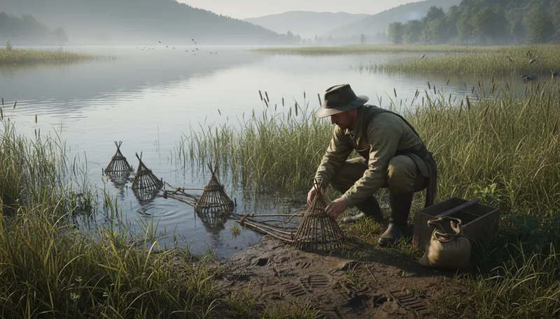 Illustration of fowler: A person who hunts birds, especially wildfowl.