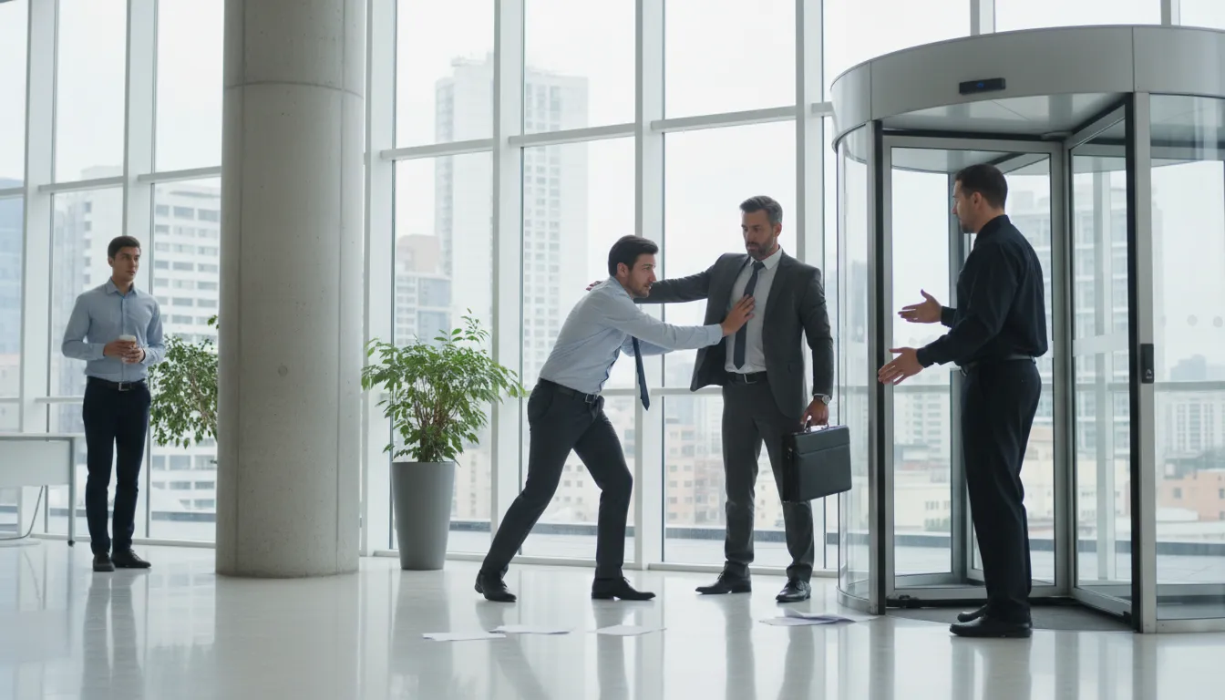 give someone the old heave-ho 的插圖：to forcefully expel someone.