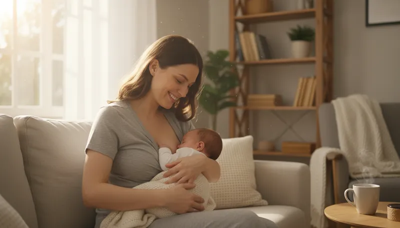Illustration of lactation: The process of producing milk from breasts.
