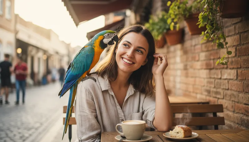 Illustration of parrot: A colorful bird known for its ability to talk.