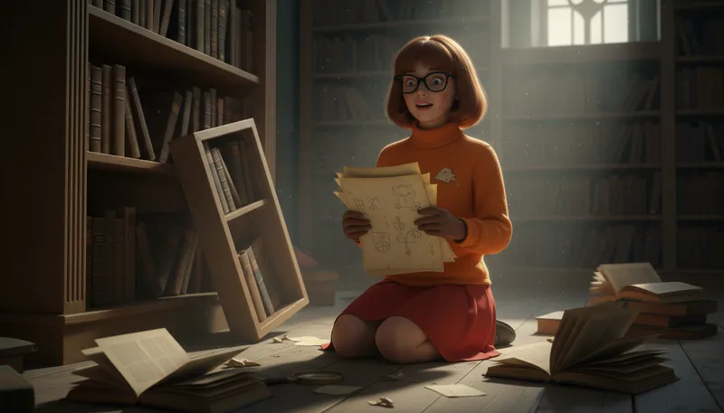Illustration of velma: A character known for her intelligence in cartoons.