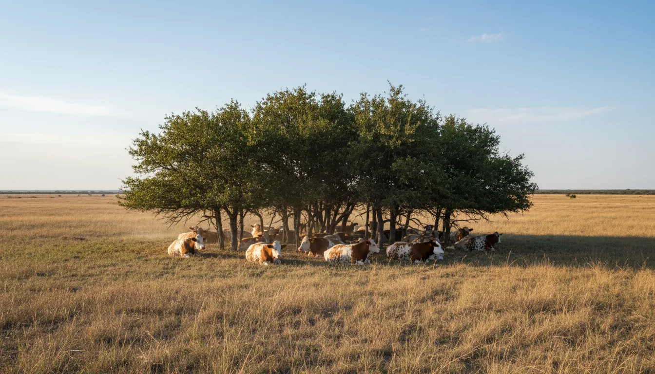 Illustration von mott: a small grove of trees on a prairie