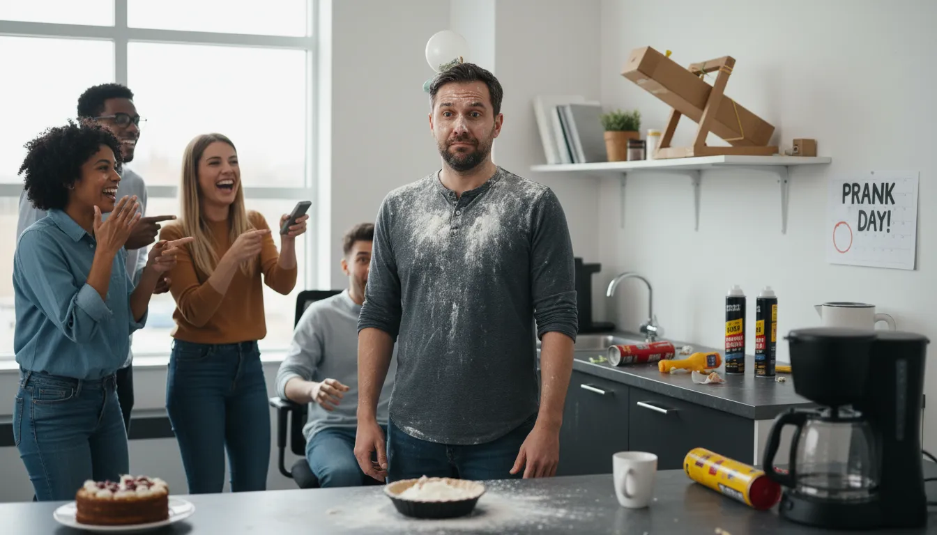 Illustration of the joke's on you: Someone is the target of a prank.