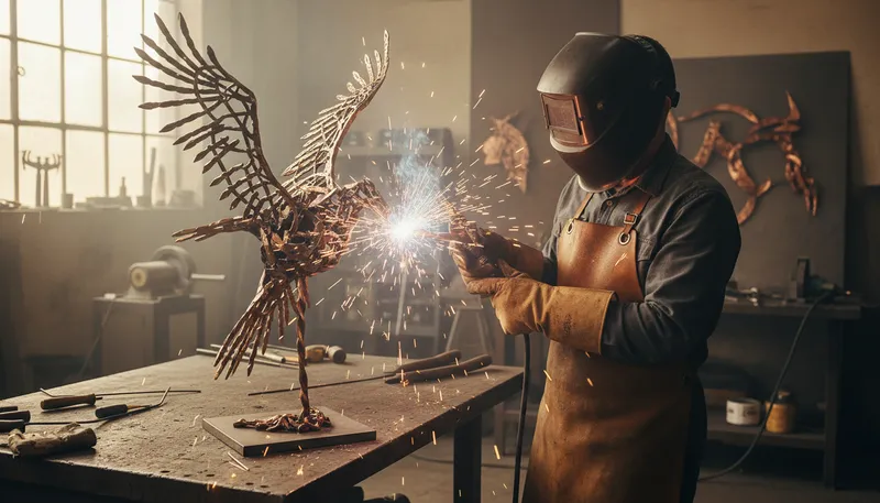 Illustration of weld: To join metal pieces together using heat.