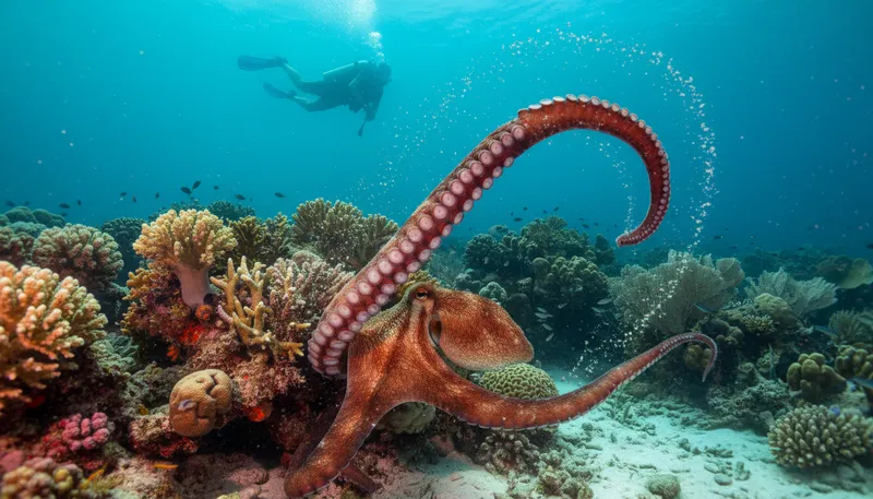 Illustration of tentacle: A long, flexible appendage of an animal.