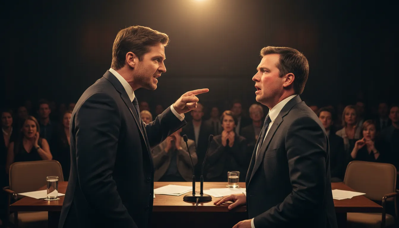 Illustration von shots fired: a phrase indicating conflict or criticism