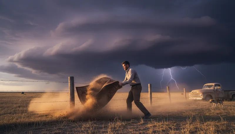 Illustration of beat the dust: To leave or escape quickly.