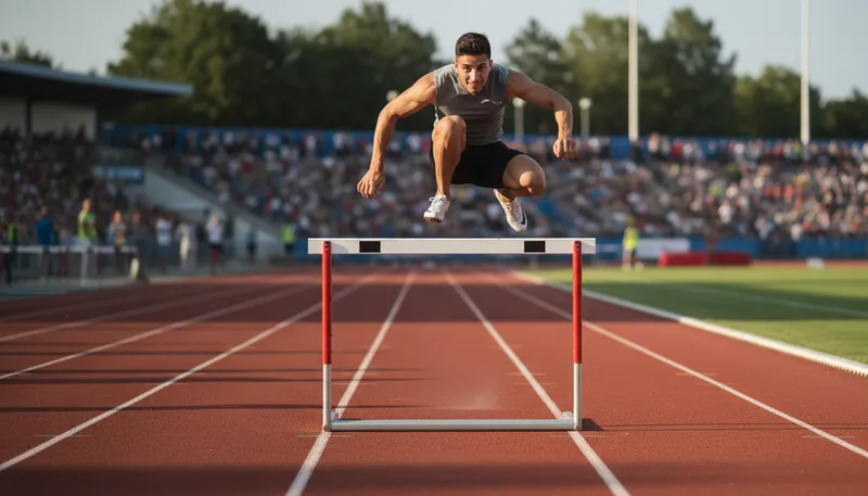 Illustration of hurdle: An obstacle to jump over.