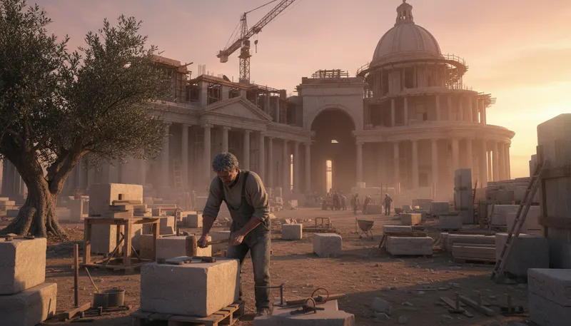 Illustration of rome wasn't built in a day: great things take time to achieve