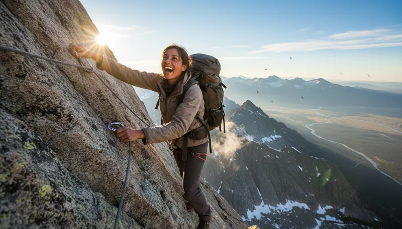 Illustration of adventurer: A person who seeks exciting experiences.