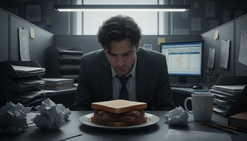 Illustration of shit sandwich: a difficult situation with bad elements