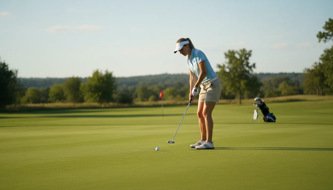 Ilustrasi puttin: A term for a golf shot on the green.