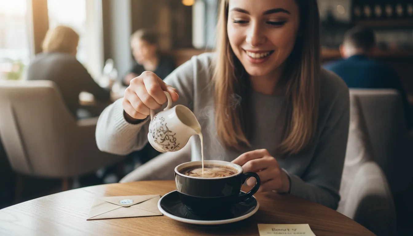 Иллюстрация cream in one's coffee: Something extra that enhances enjoyment.