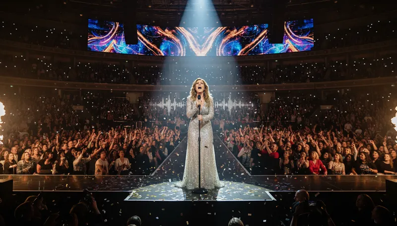 Illustration of diva: A celebrated female singer or performer.