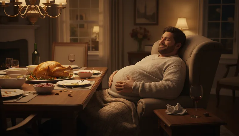 Illustration of stuffed like a turkey: overly full, especially after eating