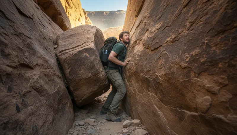 Illustration of between a rock and a hard place: faced with two difficult choices