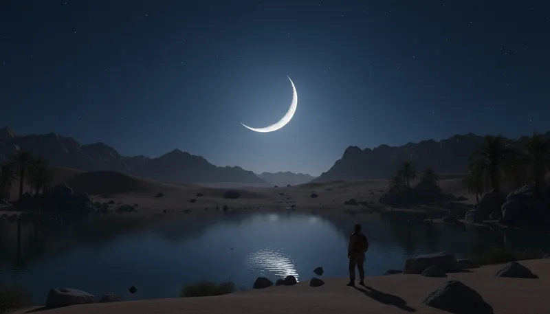 Illustration of hilal: a crescent moon symbol in Islam