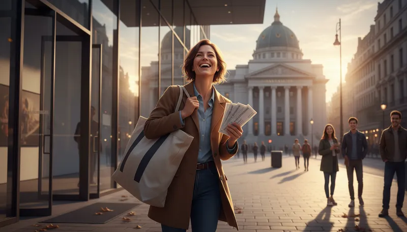 Illustration of laugh all the way to the bank: profit from a situation while enjoying it