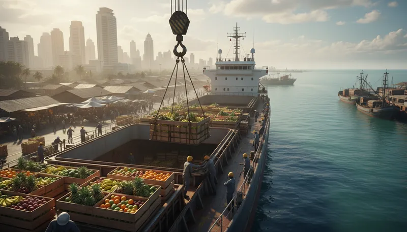 Illustration of exporter: a person or company that sells goods abroad
