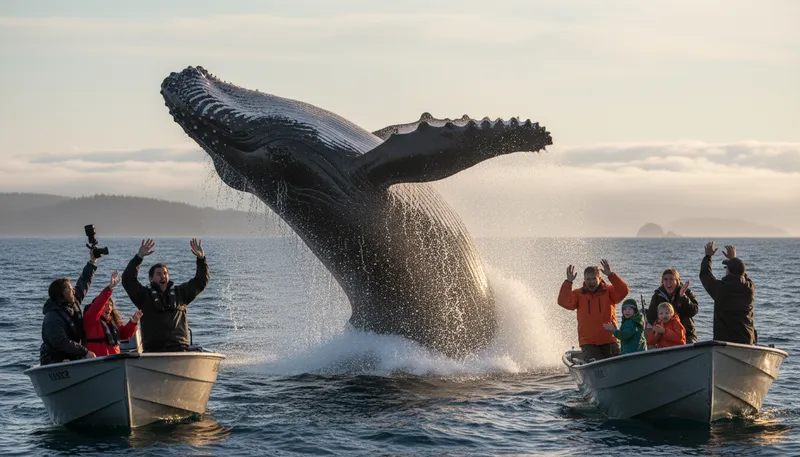 Illustration of whale: A large marine mammal found in oceans.