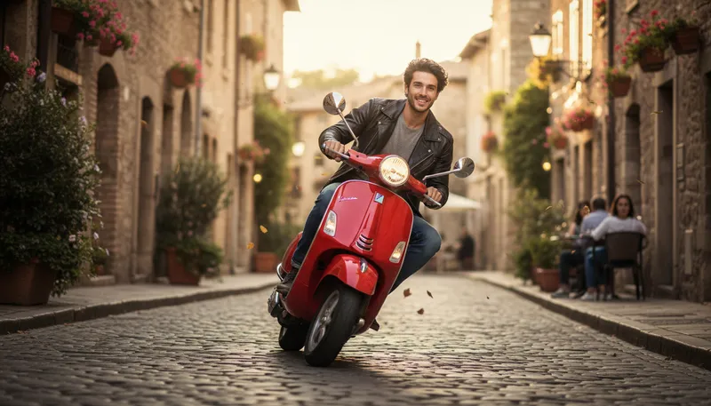 Illustration of vespa: A brand of scooters known for style.