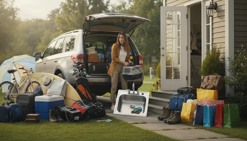 Illustration of everything but the kitchen sink: Almost everything possible.