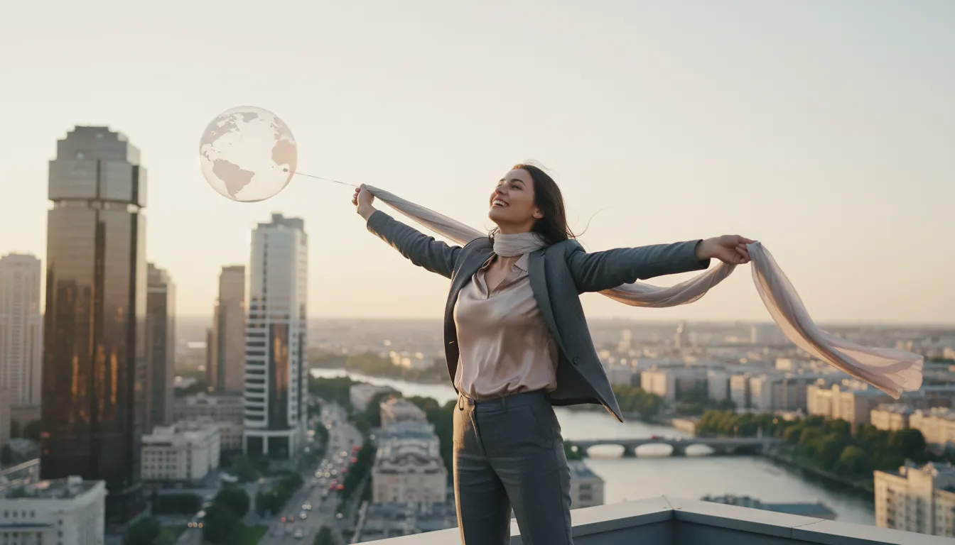 Hình minh họa cho have the world by the tail: feel confident and successful.