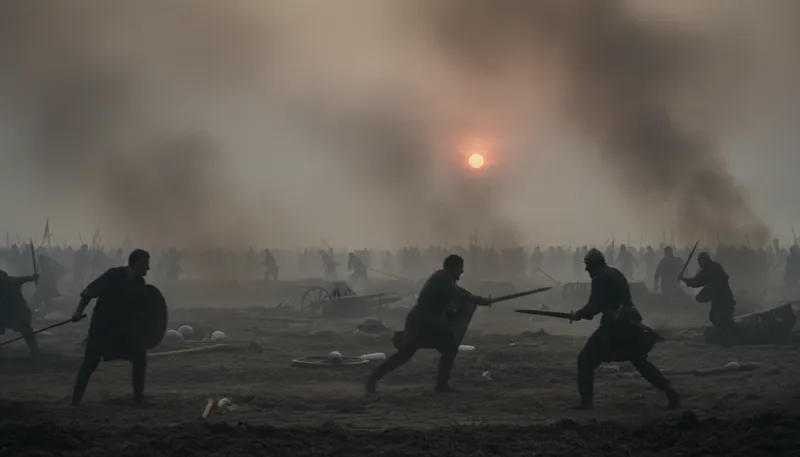 Illustration of battleground: A place where a battle occurs.