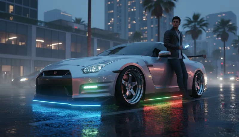 Illustration of tricked out: Something enhanced with flashy features or decorations.