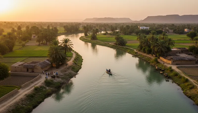 Illustration of indus: A major river in South Asia.