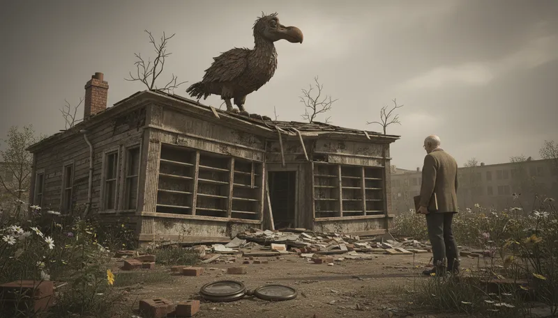 Illustration of go the way of the dodo bird: to disappear completely; become extinct