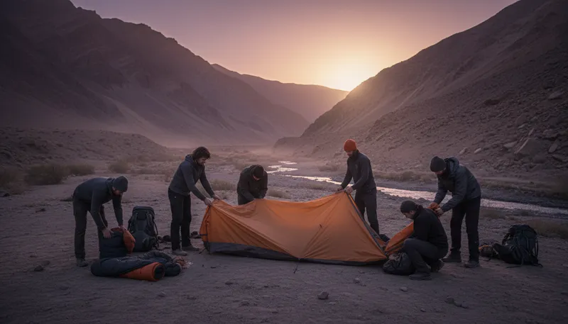 Illustration of fold one's tent: Withdraw or retreat from a situation.