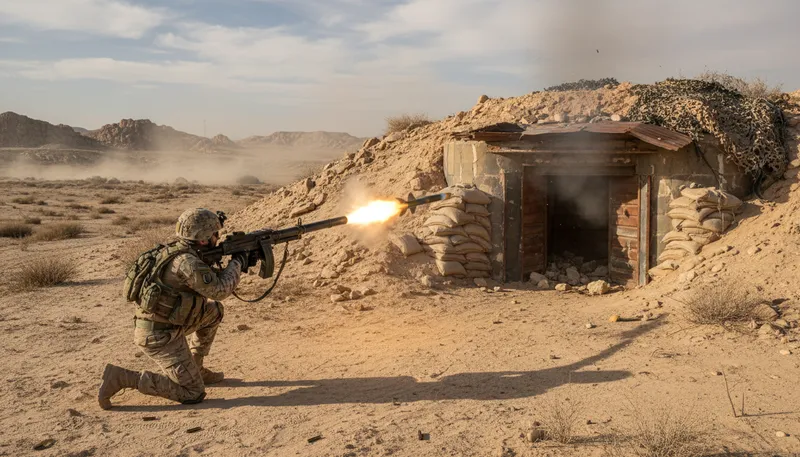 Illustration of rpg: a rocket-propelled grenade used in warfare