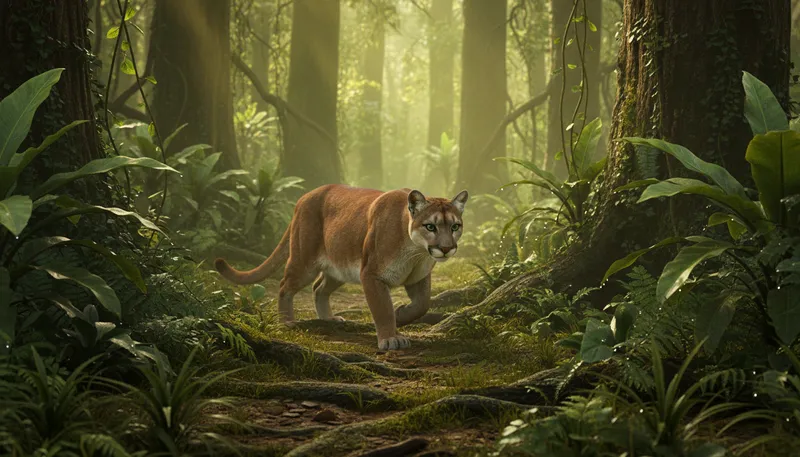 Illustration of puma: A large wild cat, also known as a cougar.