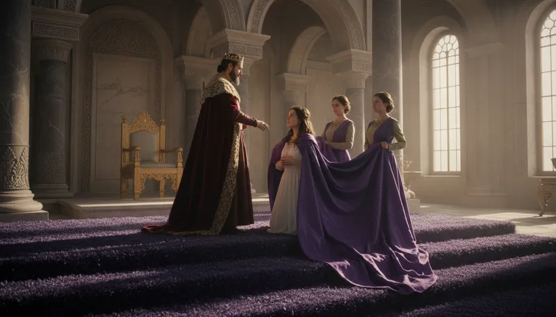 Illustration of raise to the purple: to elevate someone's status or rank