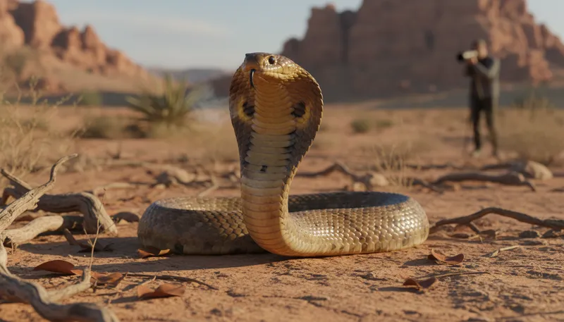 Illustration of cobra: a venomous snake known for its hood.