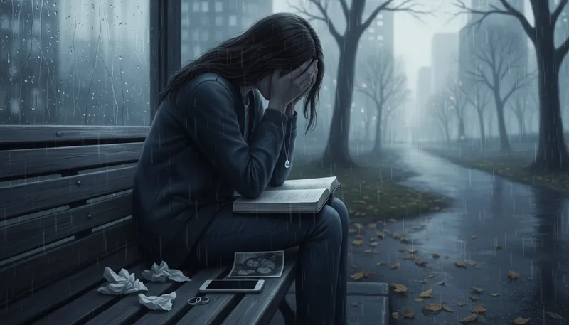 Illustration of breakup: The end of a romantic relationship.