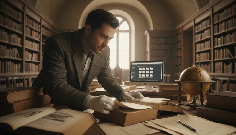 Illustration of browser: a person who looks through items