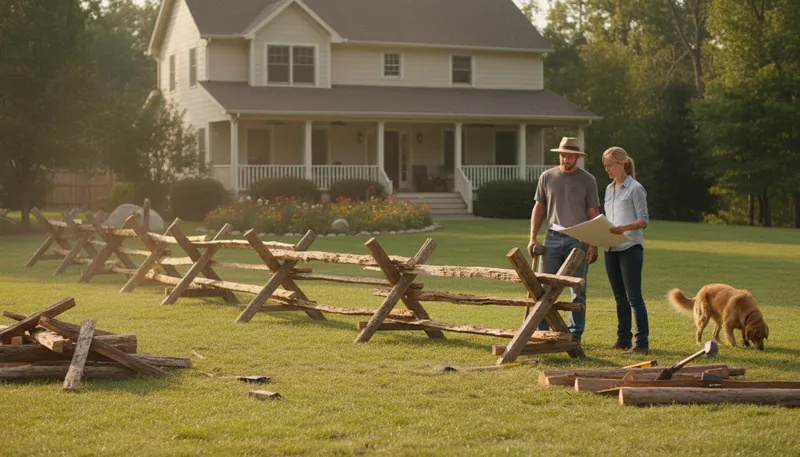 Illustration of make a virginia fence: Build a fence with alternating panels.