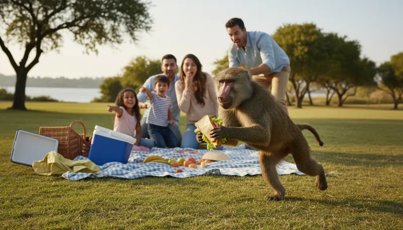 Illustration of baboon: A large monkey known for its distinctive face.