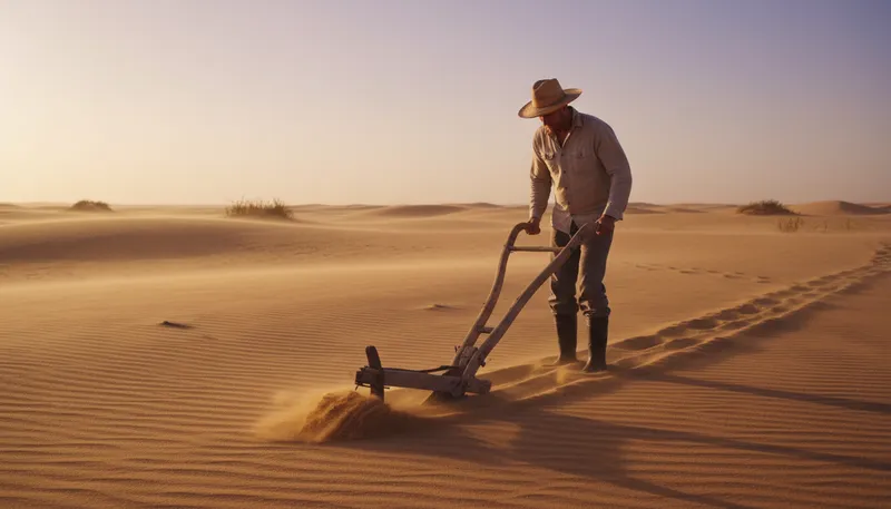 Illustration of plow the sands: to waste time or effort fruitlessly