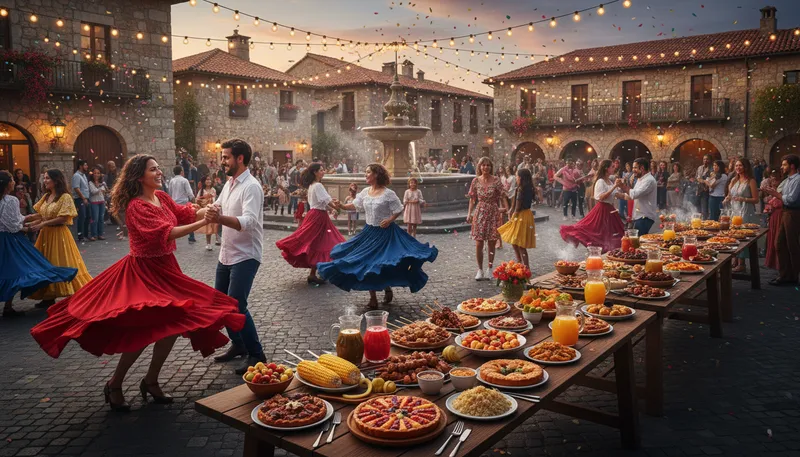 Illustration of fiesta: A festival or celebration, often with music.