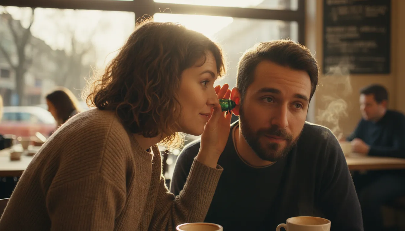 put a bug in someone's ear-এর ইলাস্ট্রেশন: Suggest an idea to someone subtly.
