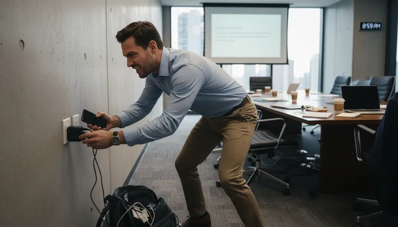Illustration of charge: To give electrical power to a device.