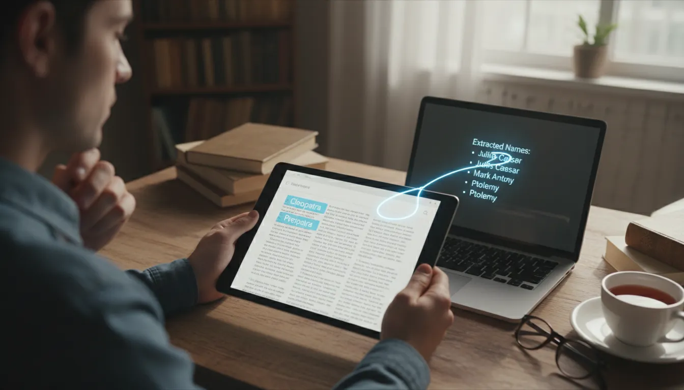 Hình minh họa cho NER: a software process that finds names in text